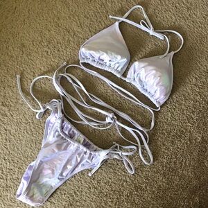 Purple shiny bikini set